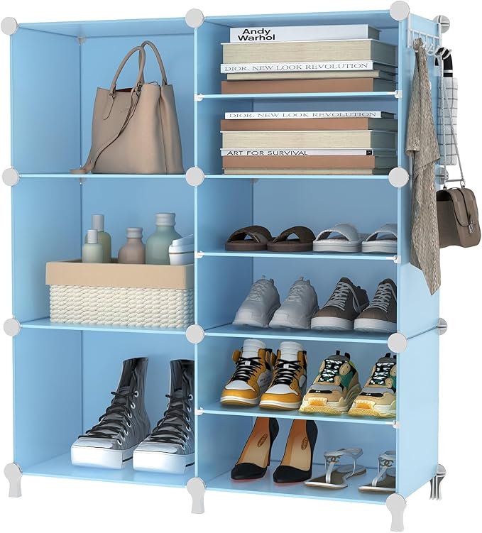 AWTATOS 6 Cube Closet Organizer Storage Shelves,Blue | Portable Closet Clothes Organizers Storage Shelf DIY Stackable Cubby Shelving for Closet Bedroom Living Room Office