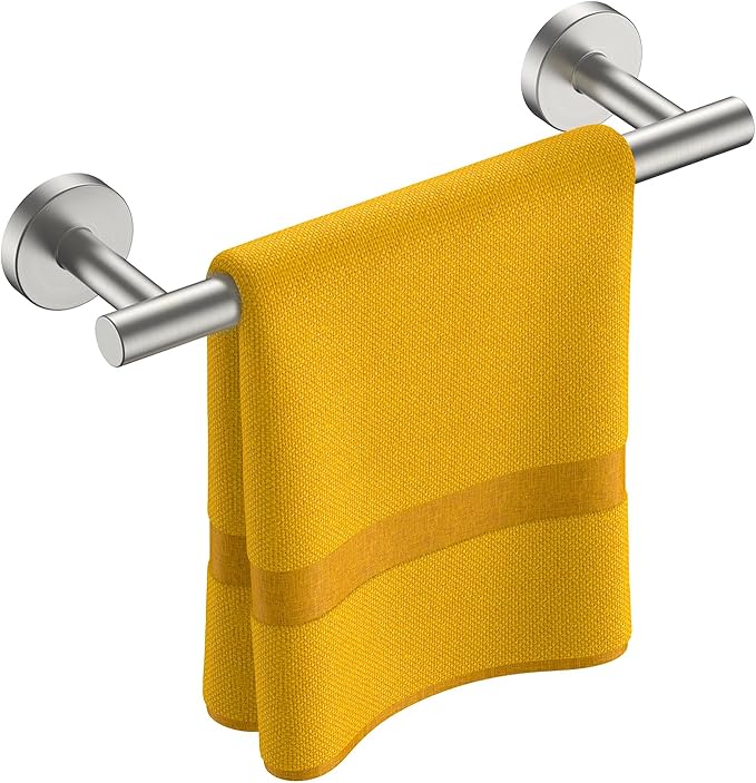 FORIOUS Towel Bar 9" Towel Racks for Bathroom Wall Mounted Brushed Nickel | Total Length 11 Inch, Rustproof, Stainless Steel Towel Holder, Wall Mounted for Bathroom Bedroom, Heavy Duty, Space Saving