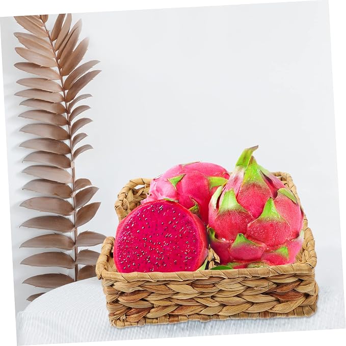 MAGICLULU Storage Basket Square Woven Craft Organizer for Desk Home Decorative Sundries Holder for Snacks and Small Items Natural Straw Design