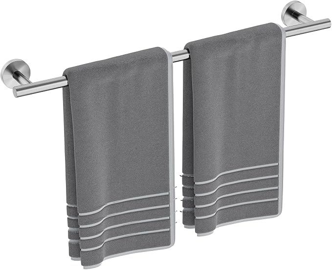 Luxbaro 24 Inch Brushed Nickel Towel Bar, Thicken, Total Length 26-Inch | Towel Rack for Bathroom Wall, SUS304 Stainless Steel Towel Rod, Modern Home Decor