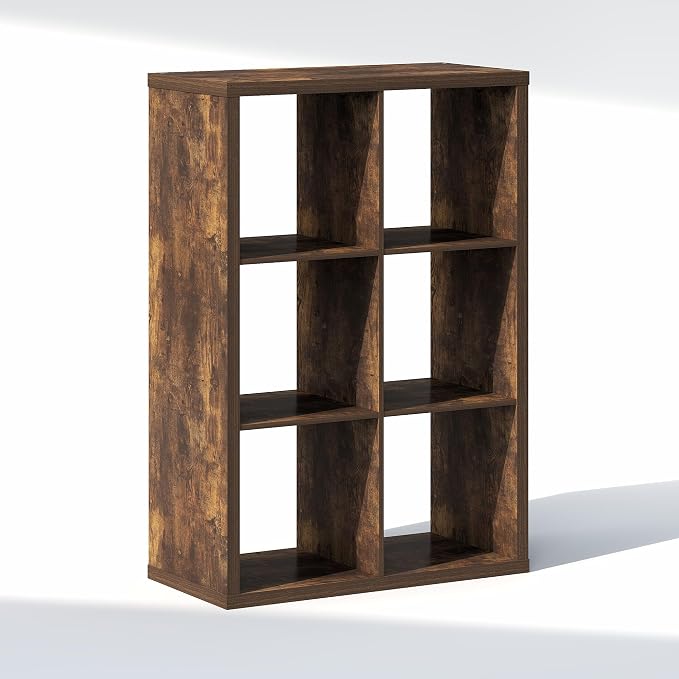 Furinno Cubic Extra Thick 6-Cube Closet Organizers and Storage, Amber Pine | 14.6 x 30 x 44 in, Open Shelf Closet Storage, Closet Organizer, for Wardrobe, Bedroom, Living Room