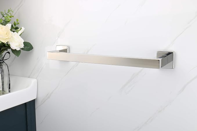 TocTen Bath Towel Rack - Square Base Thicken SUS304 Stainless Steel Towel Bar for Bathroom, Bathroom Accessories Towel Rod Heavy Duty Wall Mounted Towel Holder. (Chrome, 16)
