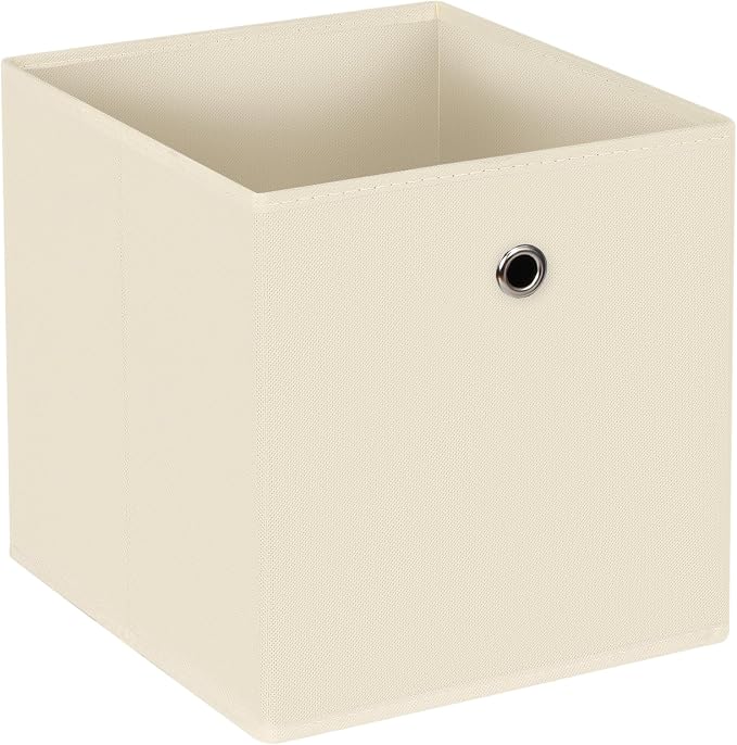 Fabric Cubes Storage Containers ,11 Inch Cloth Storage Cube Foldable Storage Bins Cubes Organizer Baskets with Handles for Shelf,Closet,Nursery,Set of 1,(Creamy-White)
