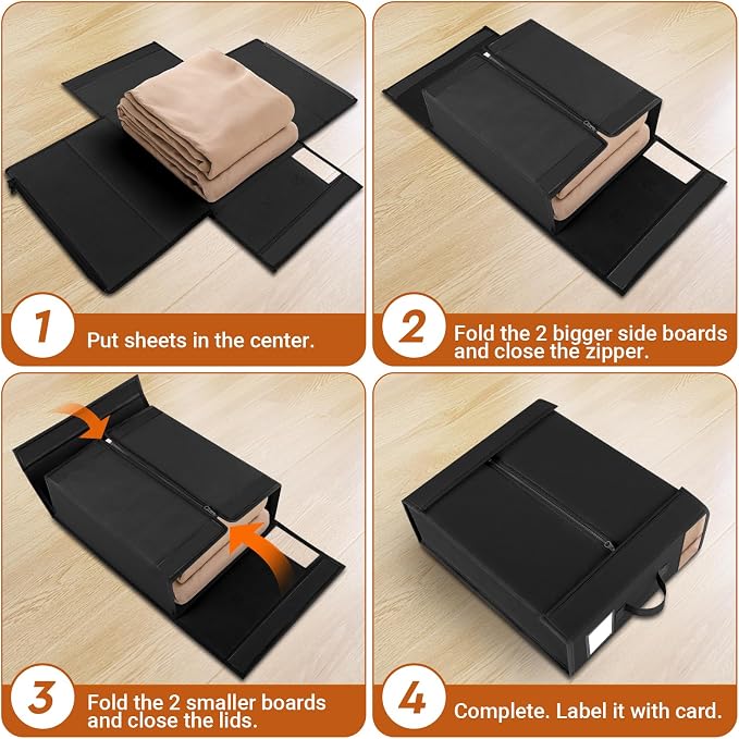 StorageTastic Bed Sheet Closet Organizers and Storage Under Bed Storage | Foldable Storage Containers with Window and Label,Storage and Organization for Bedding Sheets,Duvet Covers,Blankets,2 Pack