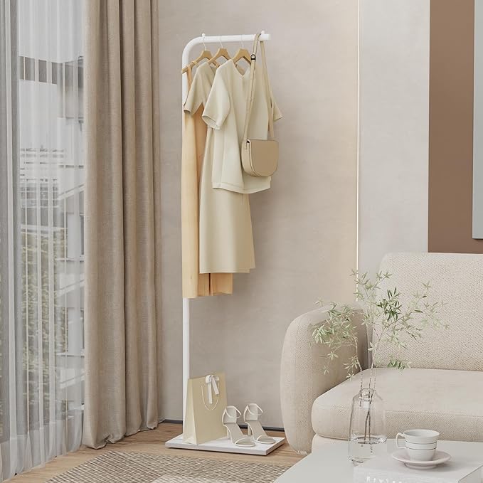 Coat Rack Freestanding with Rock Base,Clothes Stand,70.8In,White | Metal Clothing Rack with Rock Base,Coat Tree,Standing Hanger for Coat,Hat,Scarve,Garment Stand for Bedroom,Hallway,Entrance