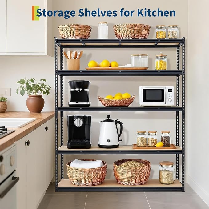 PeakPursuit Storage Shelving Unit, 5-Tier Adjustable Metal Storage Shelves, 36" L x 18" W x 72" H Heavy Duty Garage Storage Shelves for Kitchen Pantry Basement Bathroom Laundry