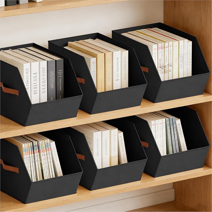 Homsorout Large Closet Storage Cubes - Closet Storage Bins with Dual Handles for Clothes, Towels, Toys, Shelf Organizer Bins for Bedroom, Nursery, Shelves, Small Spaces, Black, 3 Pack