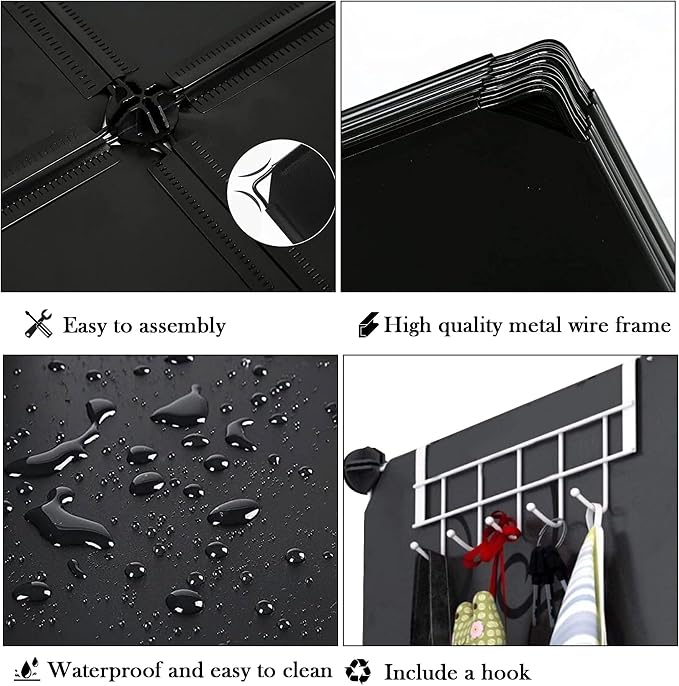 AWTATOS 6 Cube Closet Organizer Storage Shelves, Black | Portable Closet Clothes Organizers Storage Shelf DIY Stackable Cubby Shelving for Closet Bedroom Living Room Office