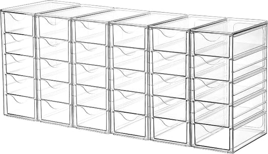 Vtopmart Acrylic Desk Organizer with 30 Drawers for Office, Makeup, Crafts | Clear Storage Drawers for Office Supplies, Desktop Organization for Makeup, Jewelry, Art Crafts, Bead, Pen, Stationary