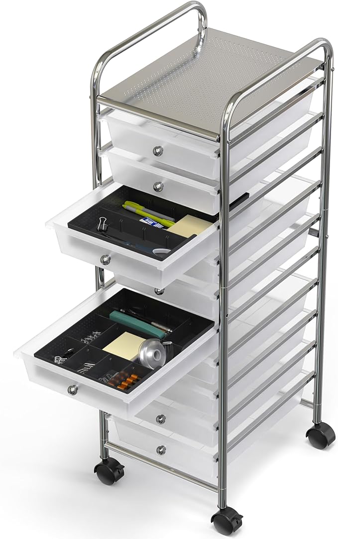 Simple Houseware Drawer Organizer Tray, 9 Adjustable Compartments, Black | For Office, Makeup, and Craft Drawer or Desktop Storage