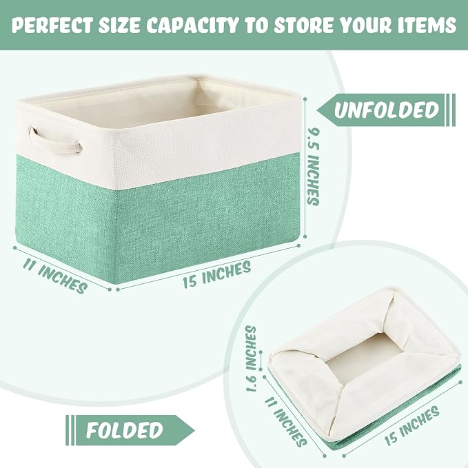 Geiserailie 6 Pcs 15 x 11 x 9.5 Inch Cube Storage Bins Fabric Storage Organizer Bins Foldable Cube Baskets with Sturdy Carry Handles Wicker Baskets for Home (Macaron Color)
