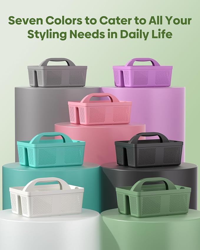4 Pack Portable Shower Caddy, Integrated Handle, Reinforced Plastic, Organizer Storage Bathroom Supplies and Beauty Products, Cleaning Supplies, Shower Basket for Home, Dorm, Shelf and Cabinet
