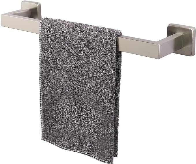TocTen Bath Towel Rack - Square Base Thicken SUS304 Stainless Steel Towel Bar for Bathroom, Bathroom Accessories Towel Rod Heavy Duty Wall Mounted Towel Holder. (Brushed Nickel, 16)