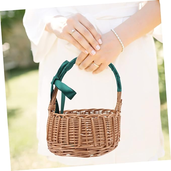 KICHOUSE Natural Rattan Woven Storage Basket Decorative Wicker Organizer for Home Beautiful Color Design for Storing Plants Flowers and Room and Bedroom Decor