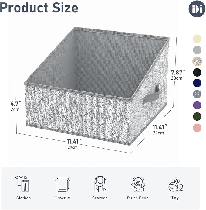 DIMJ Closet Storage Bins - Fabric Storage Baskets for Shelves, Collapsible Closet Organizers and Storage with Handles, Trapezoid Shelf Organization Storage Cubes for Purse, Toys, Books, Towel, Socks