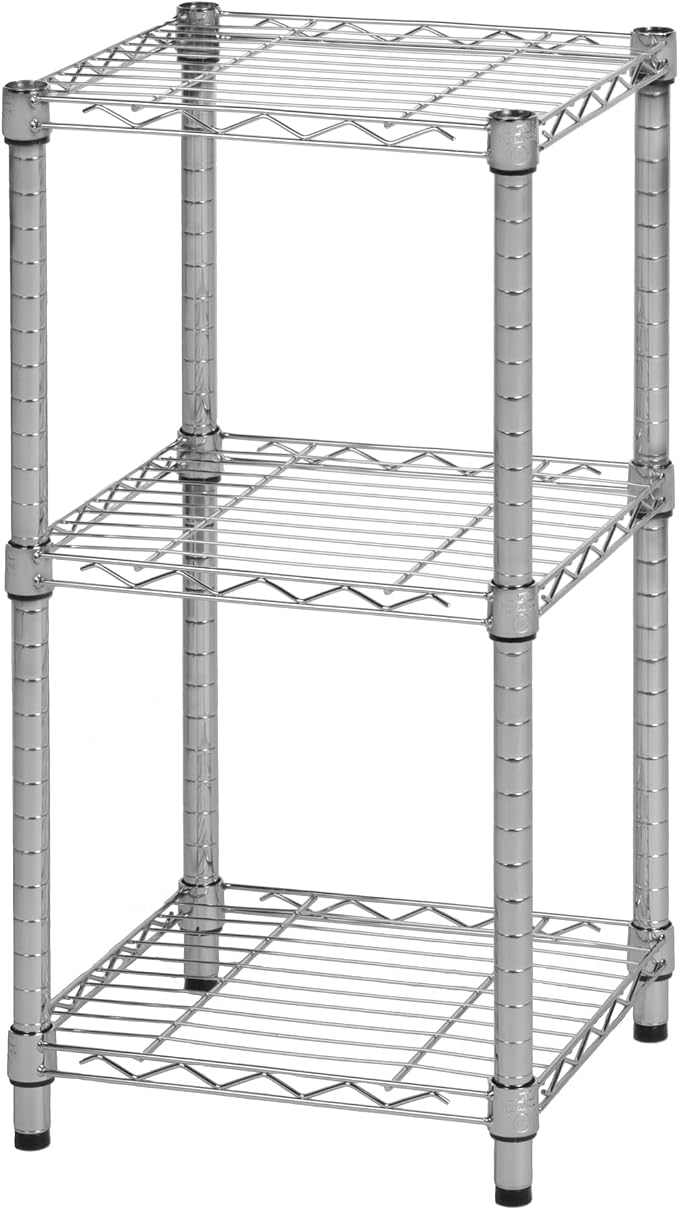 Honey-Can-Do 3-Tier Stackable Chrome Wire Shelf, 200 lb/Shelf, 15x14x30 in | 600 lb total in a compact footprint; stacks & connects into a custom wall; fits counters & closets; no-tool build