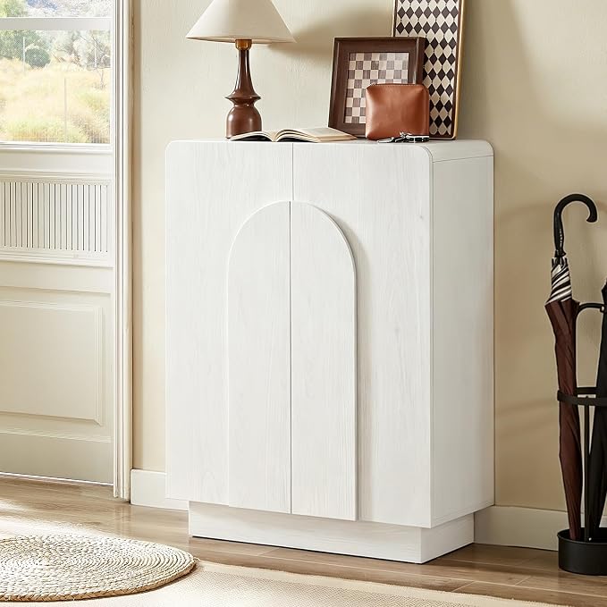 Shoe Storage Cabinet with Doors, Large Shoe Cabinet Storage for Entryway, Wooden 6 Tier Shoe Organizer Cabinets with Adjustable Shelves for Entrance Hallway Living Room Foyer (White)