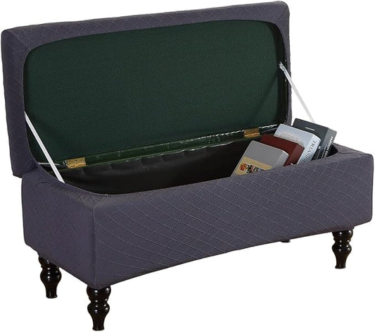 FUANGUI Ottoman Cover Slipcovers Rectangular Folding Stretch | Storage Bench Footrest Sofa Stool Covers Footstool Protector with Elastic Bottom, Removable Washable,Medium
