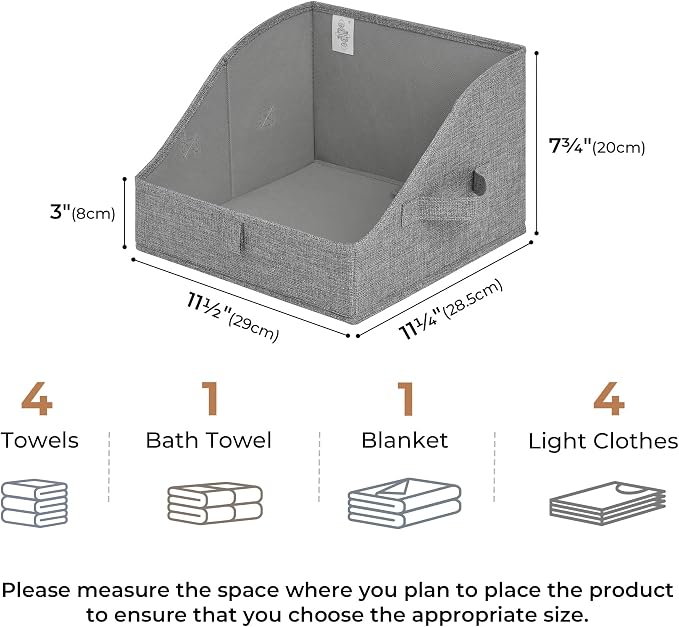 GRANNY SAYS Trapezoid Closet Storage Bins, Small, Dark Gray, 3-Pack | Fabric Storage Bins for Closet Shelves, Cube Shelf, Closet Organizers and Storage for Clothes, Purse, Toys, Towels