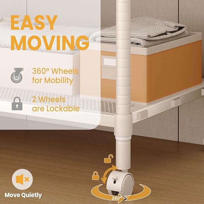 3 Tier Clothes Rack with Wheels and Adjustable Shelves & Hanging Rod Heavy Duty Garment Rack Wardrobe Closet for Hanging Clothes 45.28L*17.72W*70.24H Gray
