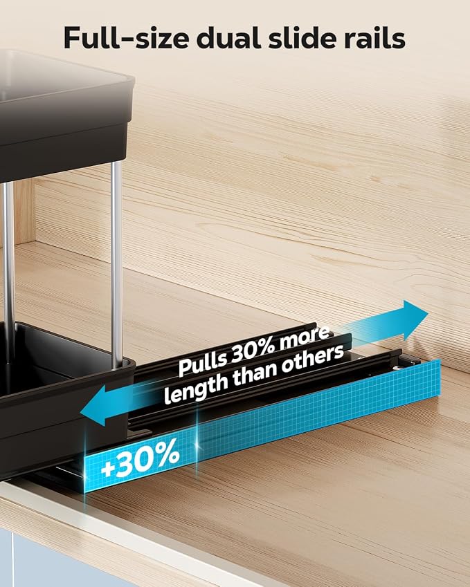 Nieifi 2 Tier Vertical Spice Rack Pull Out for Cabinet-4-1/3 inch Wide | ABS material,spice pull out organizer for cabinet,two installation methods,suitable for cabinets and countertops