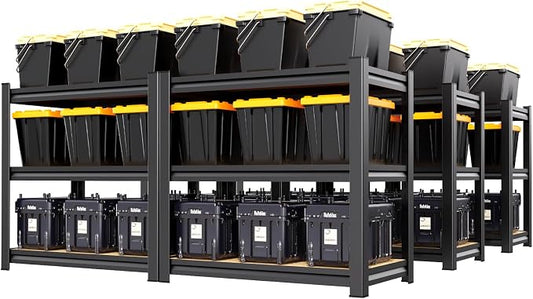 6 Pack Garage Shelving Heavy Duty Storage Shelves, Metal Adjustable Shelving Unit, Utility Garage Organizer Shelf for Basement, Pantry, Kitchen, Warehouse, 33.5" Hx35.4 Wx15.7 D, Black