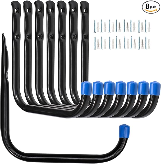 6.7In Garage Storage Utility Hooks, Heavy Duty Ladder Hooks, Wall Mount Garage Hanger & Organizer, 8 Pack (‎12G-6.7inch)