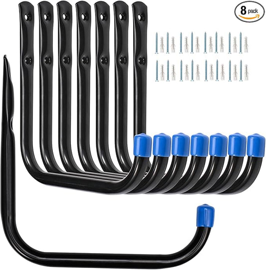6.7In Garage Storage Utility Hooks, Heavy Duty Ladder Hooks, Wall Mount Garage Hanger & Organizer, 8 Pack (‎12G-6.7inch)