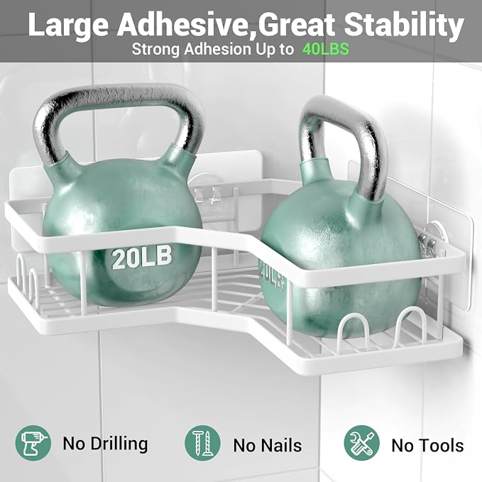AKTECKE Corner Shower Caddy Bathroom Organizer Adhesive Shower Rack Bathtub Shelves - 3Pack No Drilling Shower Shelf For Inside Shower - Rustproof Bath Tub Organizer Caddy
