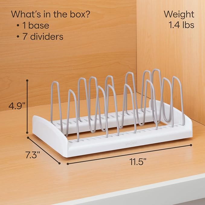 YouCopia StoreMore Adjustable Pot Lid Organizer, Standard, White