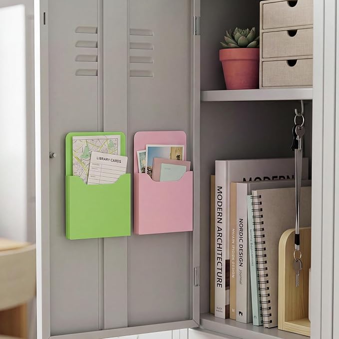 Gilprop 8 Pack Magnetic File Folder Holder for Whiteboard Classroom Storage | 5"x7"x1.2" Hanging Magnetic Wall File Organizer, Refrigerator Magazine Holder, for Mail Letters Paper Desk Office