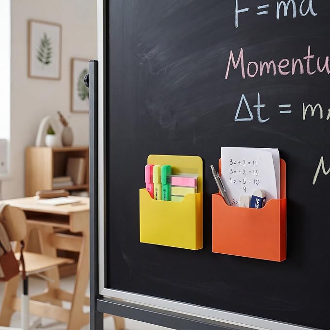 Gilprop 8 Pack Magnetic File Folder Holder for Whiteboard Classroom Storage | 5"x7"x1.2" Hanging Magnetic Wall File Organizer, Refrigerator Magazine Holder, for Mail Letters Paper Desk Office