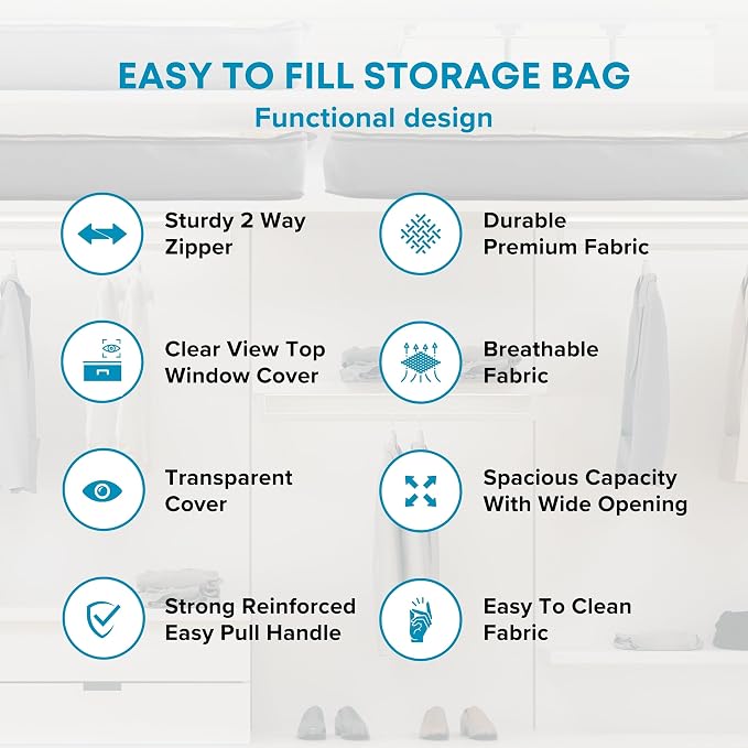 NeatNestly SmartCube Under Bed Storage Bags, 3 Pack Gray, 39" x 18" x 6" | Large Containers with Reinforced Handles, Foldable Underbed Storage Organizer for Clothing, Blankets & Shoes