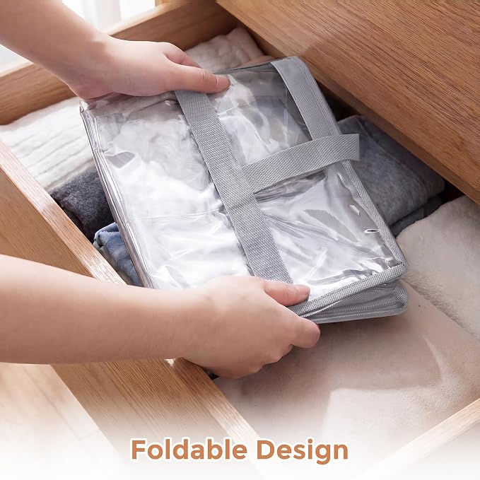 4 Pack Clear Storage Bags for Clothes, 40L Closet Organizers and Storage | Plastic storage with zipper and handle, moving bags, under-bed storage, closet organizer for blankets, comforters, toys
