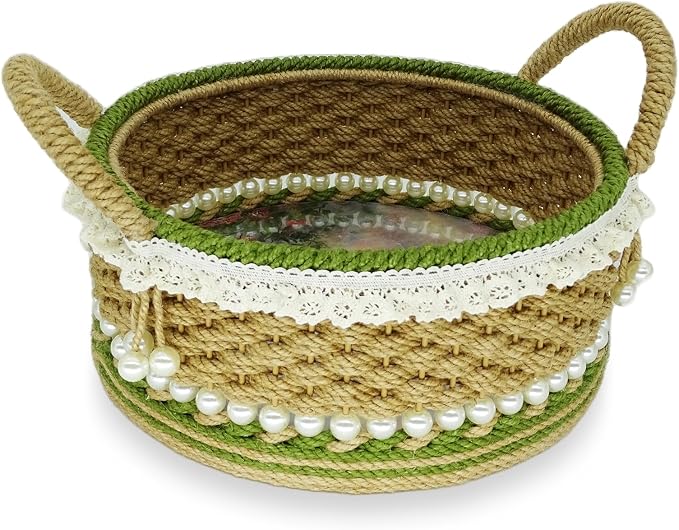 Zenpeace Wicker Small Basket, Suitable For Hand-Woven Basket with Handle In Bedrooms, Kitchens, Bathrooms and Living Rooms, for Organizing and Decorating Projects, Storage Various Items and Keys