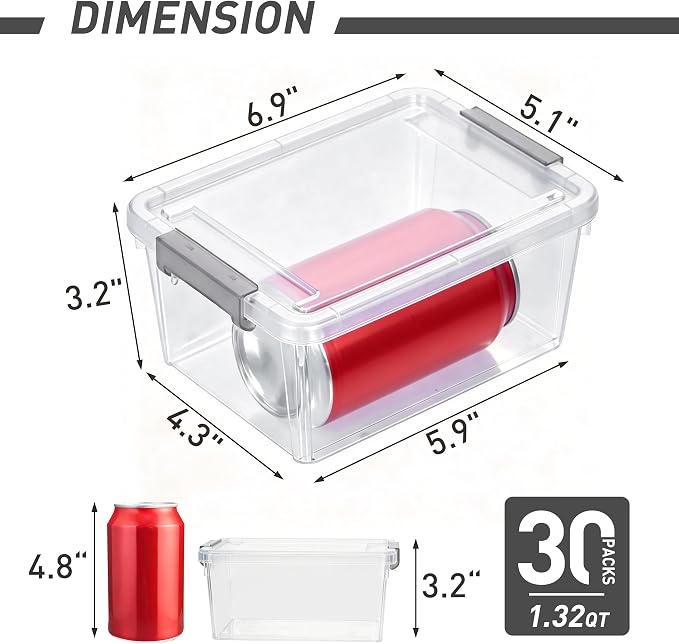 Citylife 30Packs 1.3Qt Small Storage Bins with Lids,Stackable Clear | Plastic Containers for Beads, Buttons, Sewing Supplies, Office Supplies