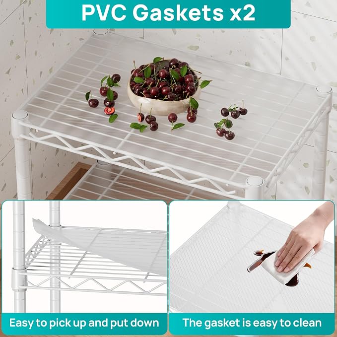 SINGAYE Small Shelves Kitchen Storage Shelf Wire Shelving Metal Adjustable | 2 Tier Shelf Organizers Storage Shelving Unit for Office Pantry Laundry Bathroom Closet Home 11.6" D X 17.6" W X 12" H White