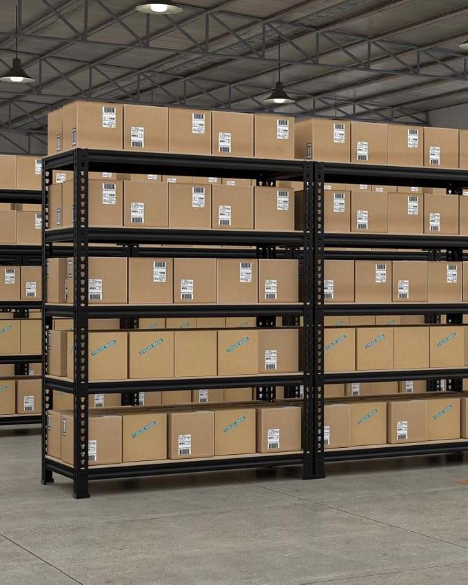 PrimeZone 5-Tier Garage Storage Shelves, Adjustable Metal Shelving, Black | 32"W x 16"D x 63" H, Heavy-Duty Metal Frame & Connectors, FSC MDF Boards, Deep Storage for Garage, Pantry, Closet, Warehouse