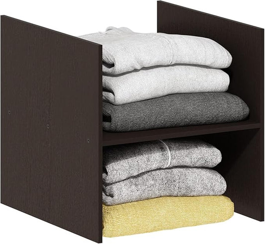 Furinno Cubicle H-Shelf Cube Insert, Cube Organizer, Dark Oak | 13.3W x 13.4H, Fits into Furinno Extra Thick Cubes, for Organizers and Storage (Does not fit IKEA Kallax Shelving)