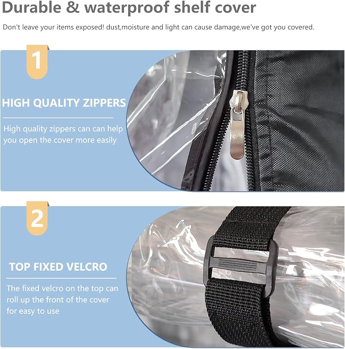 Waterproof Shelf Cover,Outdoor 600D Heavy Duty Dustproof Storage Shelves Cover,36''x18''x72'' Shelf Covers for Wire Shelving with Zippers,Storage Rack Covers with Clear Front