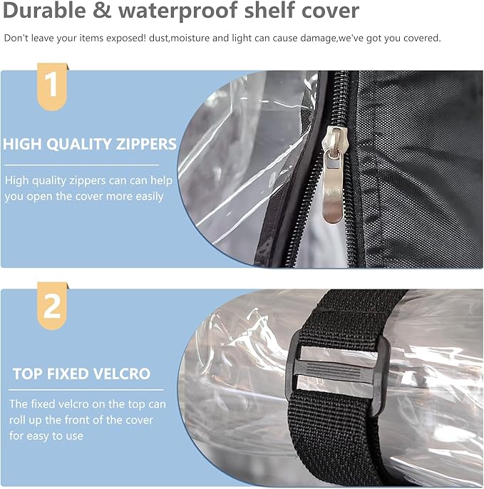 Waterproof Shelf Cover,Outdoor 600D Heavy Duty Dustproof Storage Shelves Cover,48''x24''x72'' Shelf Covers for Wire Shelving with Zippers,Storage Rack Covers with Clear Front