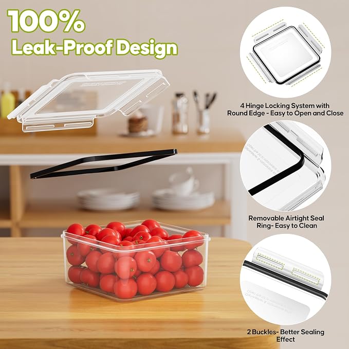 42 PCS Food Storage Containers with Lids (21 Containers & 21 Lids) - Reusable Plastic Food Containers for Kitchen Storage and Organization BPA-Free Leakproof Meal Prep Container with Labels & Pen