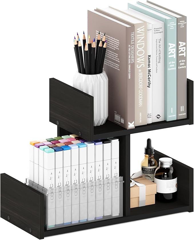Furinno HERMITE Desk File Folder Organizers, 3-Shelf Desktop Office Organization Racks, Desk Top Display Book Shelf, for Paper, Office Supplies, Magazine, Espresso