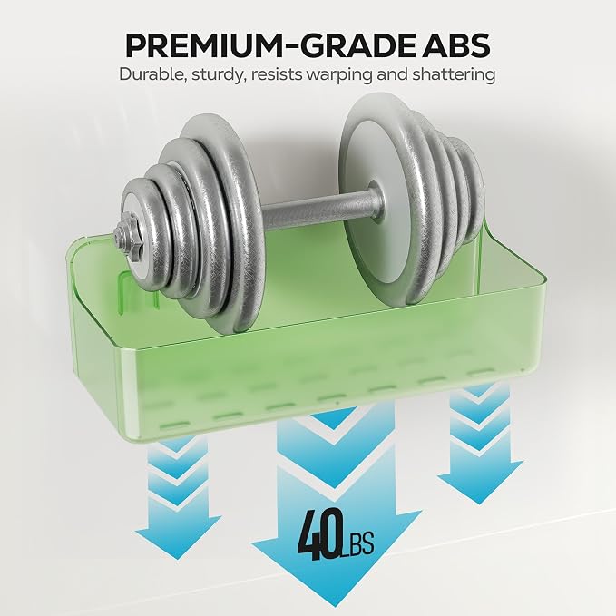 Nieifi Adhesive Shower Shelves, Green, 5 Pieces | Rustproof ABS, Large Capacity, Removable Design, Easy-Clean, No Drilling Shower Organizer for Bathroom Storage & Home Decor