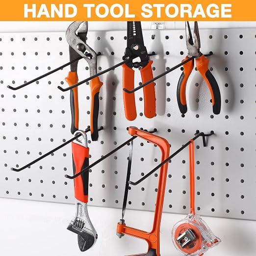100 Pcs Peg Board Shelving Hooks Stainless Steel Hanging Board Pegs Wall Display Hooks Bulk for 1/8 1/4 Garage Storage Organizer Accessories (10 Inch,Black)