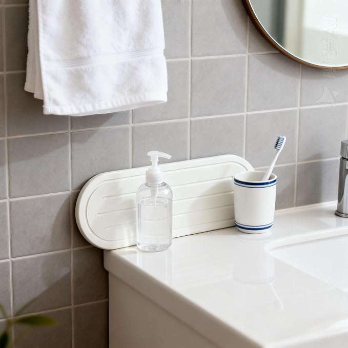 2PCS Water Absorbing Stone Drying Tray Mat for Bathroom Sink & Kitchen Counter Faucet Organizer Decor, Quick Dry Dish Soap Dispenser Sponge Holder, Vanity Sink Caddy Coaster,White -10"*3.8"