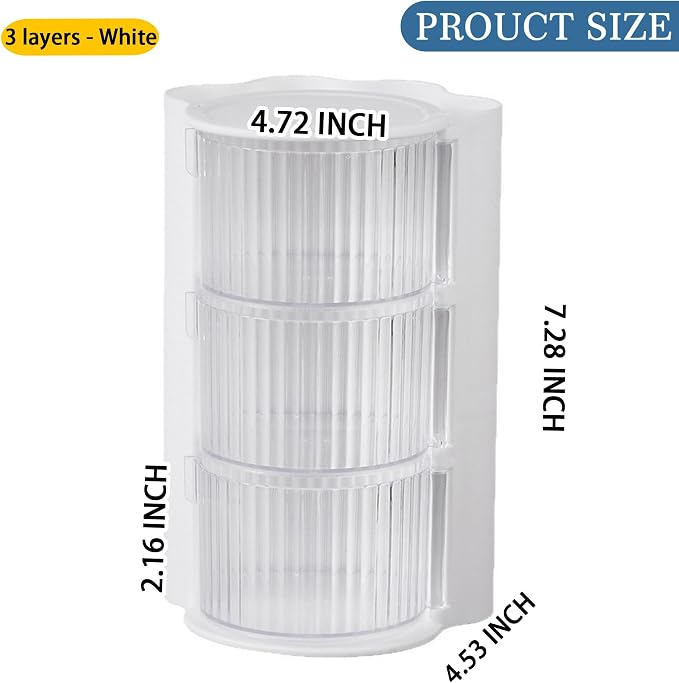 Hair Accessories Organizer with Hair Brush Holder(Stripe White, 3-Layer) | Rotatable Makeup Brush Holder for Necklaces, Earring, Bracelet, Ring, Makeup Brushes, Hair Clip and Hair Accessories