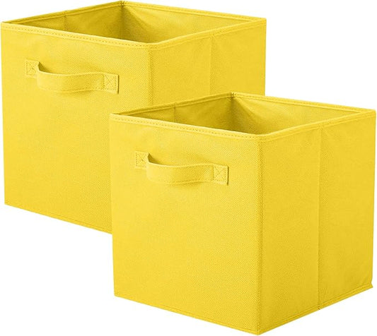 ShellKingdom Storage Bins, Foldable Fabric Storage Cubes And Cloth Storage | Storage Organizer For Closet And Toys, 10.5x10.5x11 INCH, 2 Pack (Yellow)