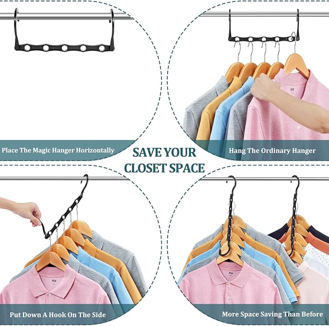 AMKUFO 12 Pack-Closet-Organizers-and-Storage, Hangers-Space-Saving-for-Closet-Organization, Clothes-Hanger-Space-Saver-for-College-Dorm-Room-Essentials, Small-Apartment-Storage