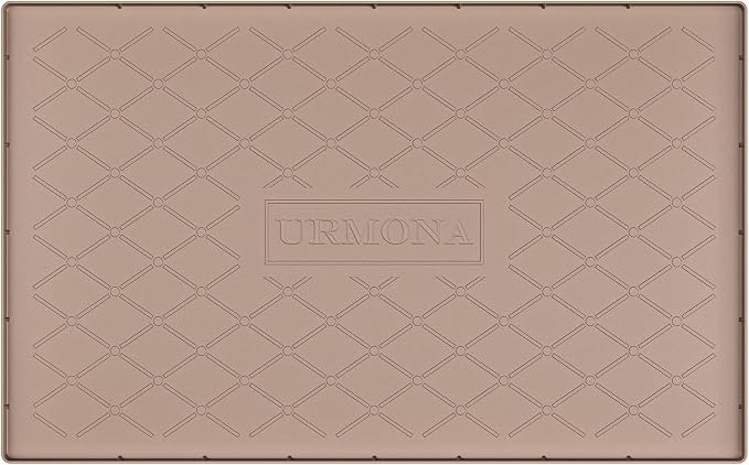 URMONA 34" x 22" Waterproof Silicone Mat in Multiple Sizes & Colors, Under Sink Mat for Kitchen & Bathroom, Pet Food Pad for Dogs & Cats, Kitchen Cabinet Liner, Multi-Purpose for Storage(Khaki)